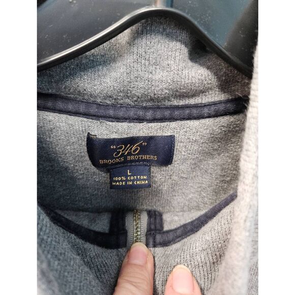 Brooks Brothers Gray Quarter Zip Sweatshirt Mens Large - Picture 6 of 8